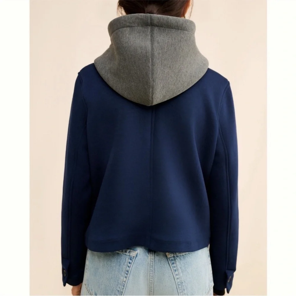 Maeve Twofer Hooded Scuba Peacoat Jacket Navy size Small